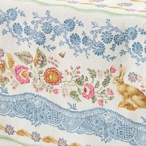 POTTERY BARN Botanical Bunny Tablecloth-70x126"-NWOT